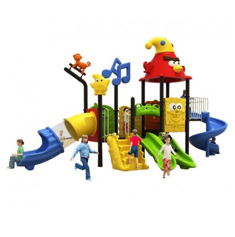 ESTACIÓN DE JUEGOS JUGUETÓN MULTICOLOR BIRDS TRES TOBOGANES ESPIRAL DOBLE Y TUBULAR - 1
