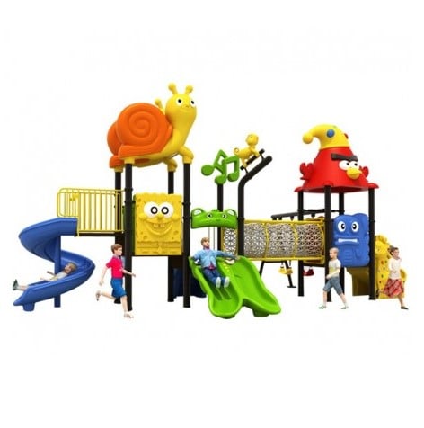 ESTACIÓN DE JUEGOS JUGUETÓN MULTICOLOR BIRDS CARACOL DOS TOBOGANES TÚNEL Y COLUMPIOS - 1