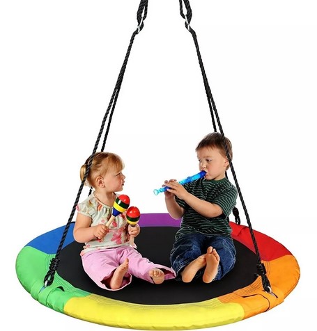 COLUMPIO JUGUETÓN MULTICOLOR NIDO CIRCULAR 100 CM TELA AUTISMO TEA - 1