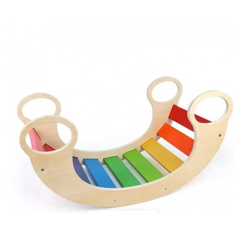 BALANCIN JUGUETÓN MULTICOLOR MECEDORA TABLA EQUILIBRIO WALDORF MADERA - 1