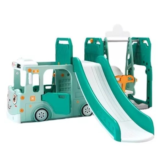 SET 3 EN 1 AUTOBÚS TOBOGÁN COLUMPIO VERDE - 1