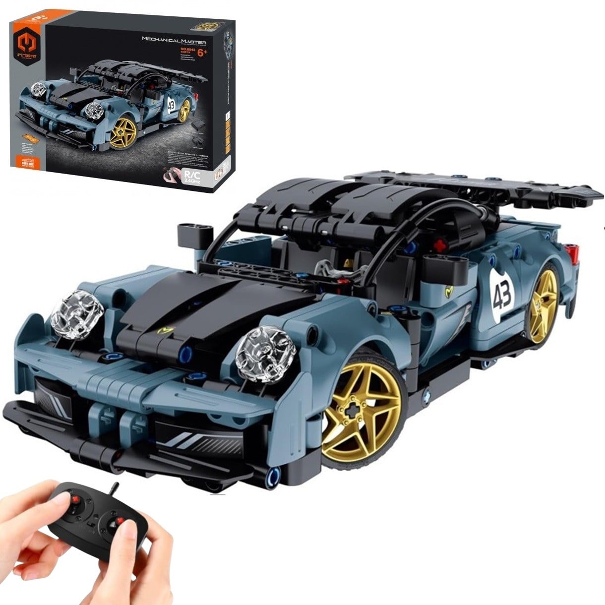AUTO DEPORTIVO JUGUETÓN AZUL BLOQUES CONSTRUCCIÓN TECHNIC CONTROL REMOTO - 1