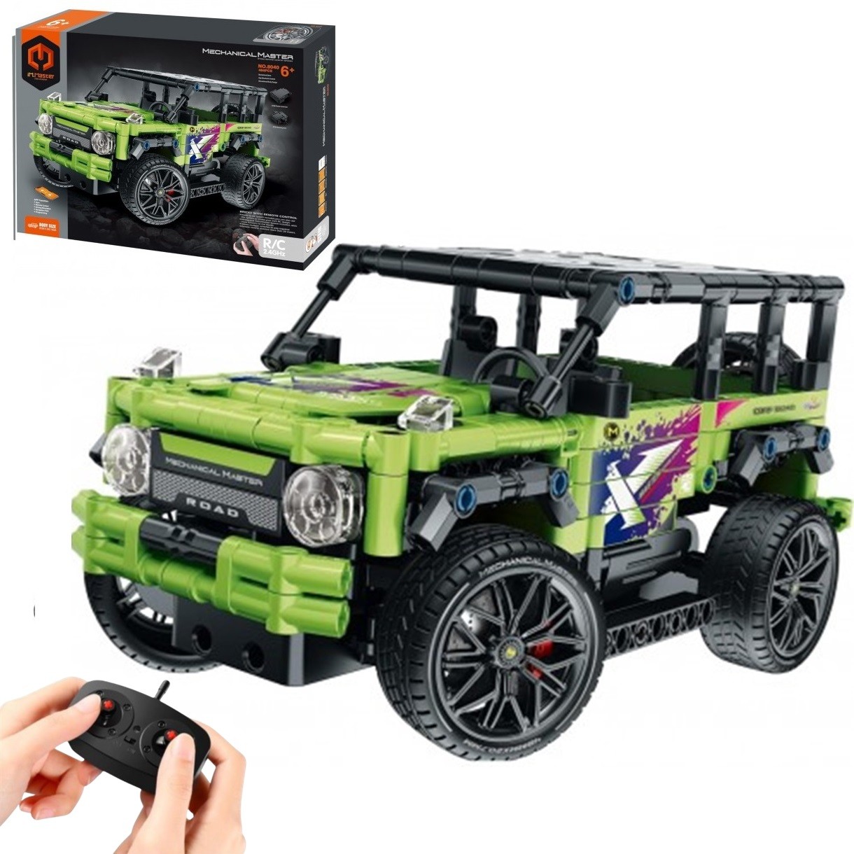 AUTO JUGUETÓN VERDE TODO TERRENO BLOQUES CONSTRUCCIÓN TECHNIC CONTROL REMOTO - 1