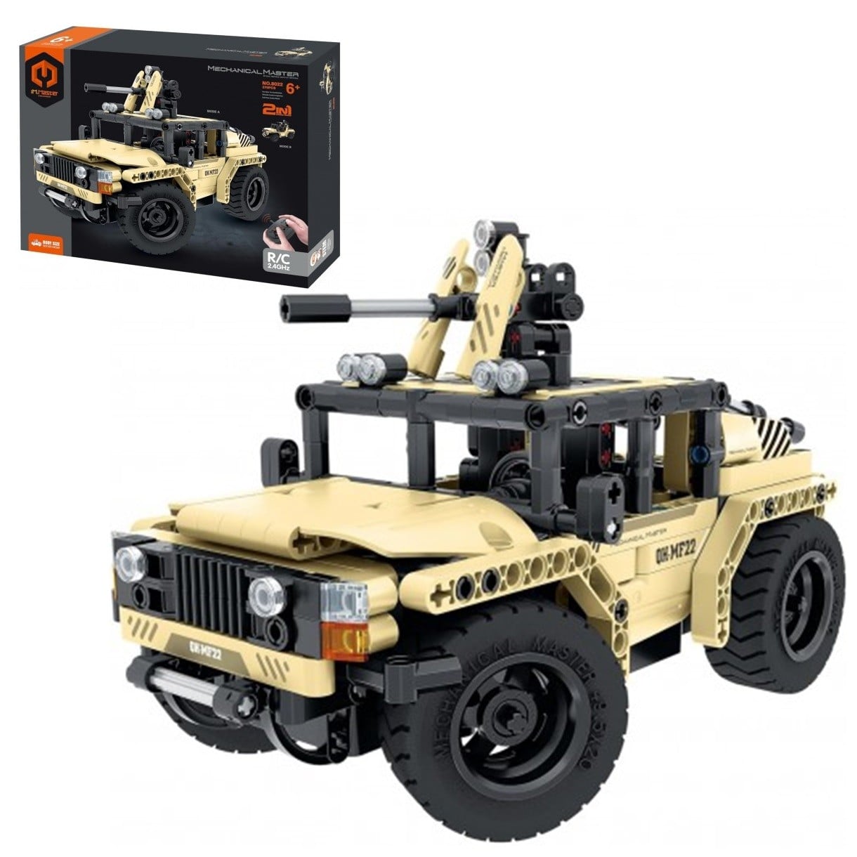JEEP MILITAR JUGUETÓN AMARILLO BLOQUES CONSTRUCCIÓN TECHNIC CONTROL REMOTO - 1