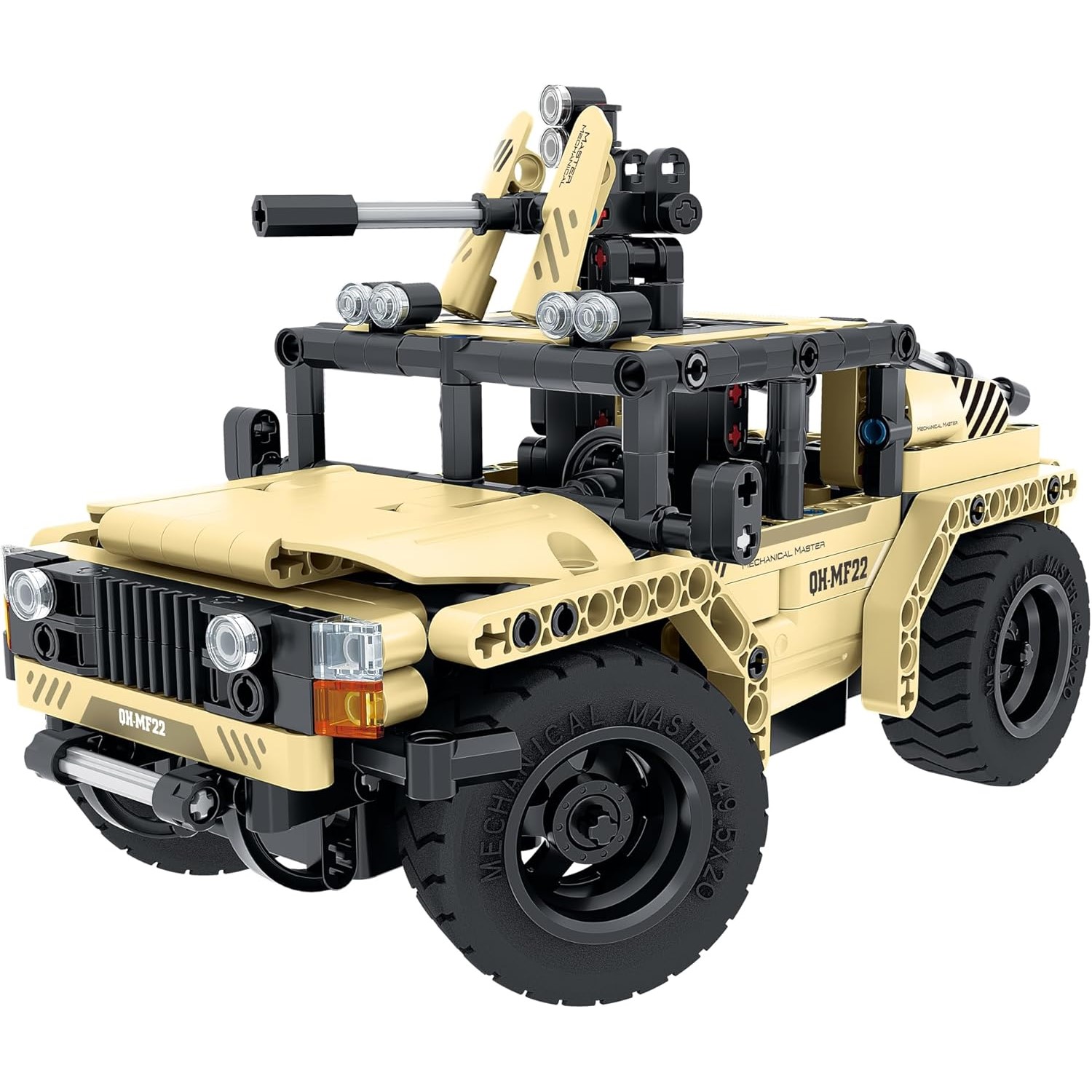 JEEP MILITAR JUGUETÓN AMARILLO BLOQUES CONSTRUCCIÓN TECHNIC CONTROL REMOTO - 3