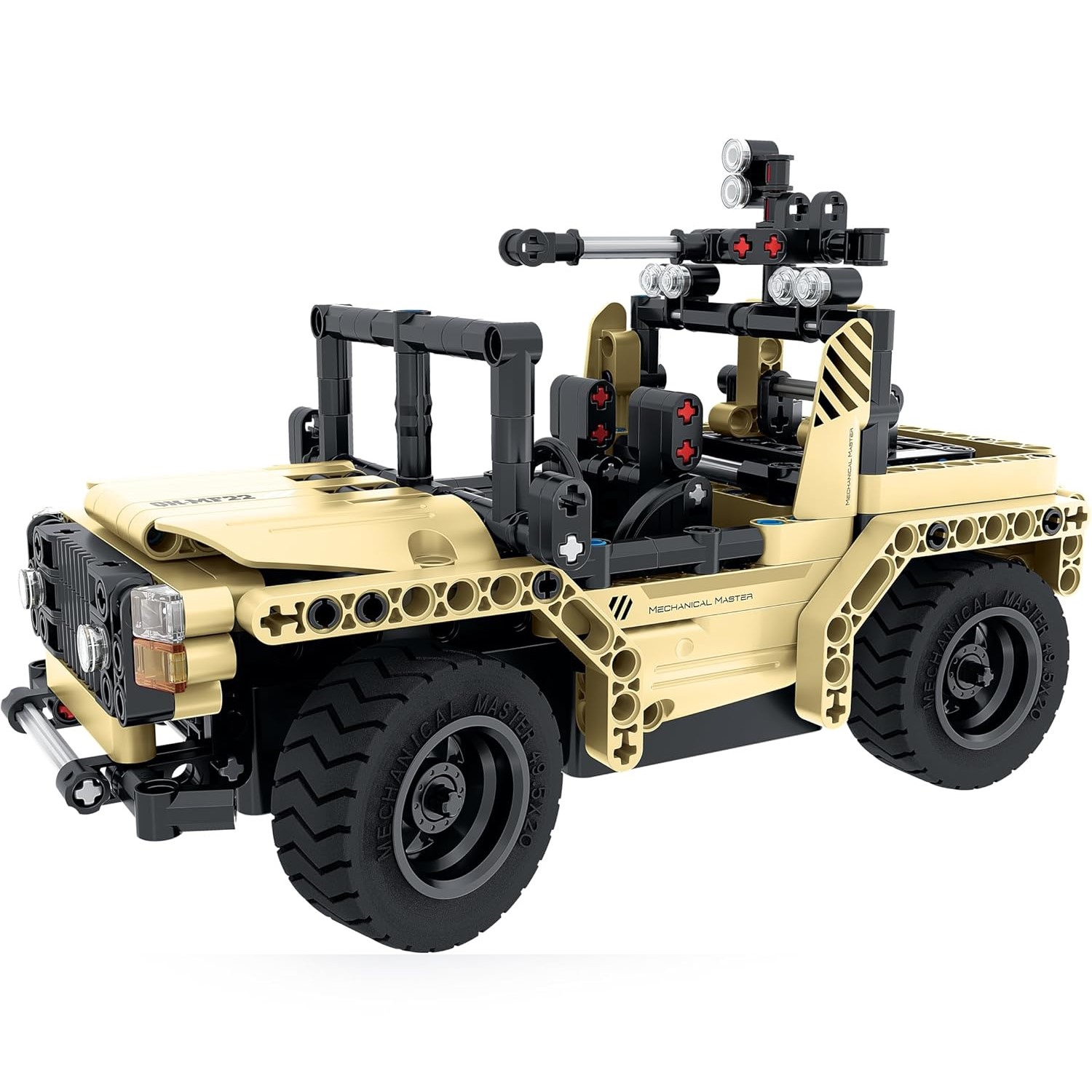 JEEP MILITAR JUGUETÓN AMARILLO BLOQUES CONSTRUCCIÓN TECHNIC CONTROL REMOTO - 5