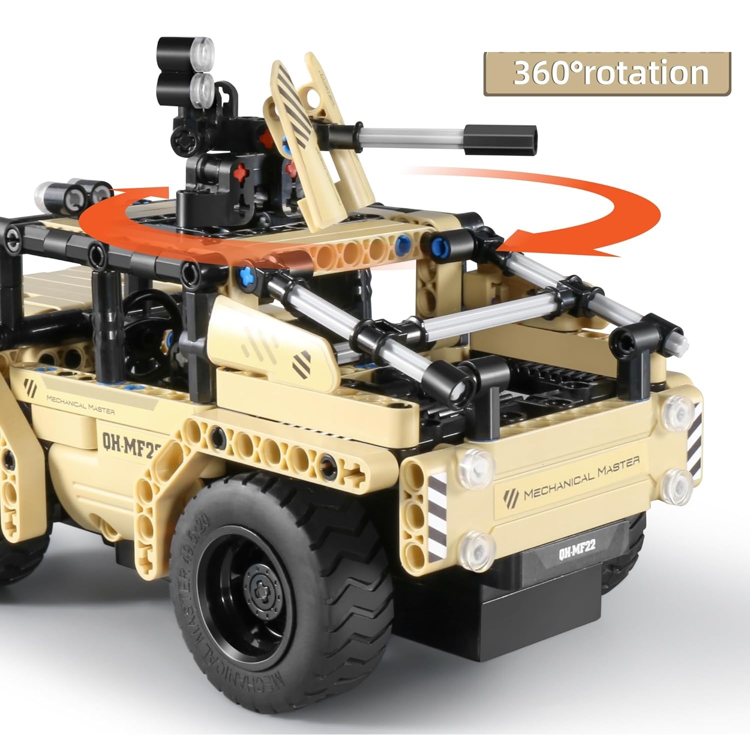 JEEP MILITAR JUGUETÓN AMARILLO BLOQUES CONSTRUCCIÓN TECHNIC CONTROL REMOTO - 6