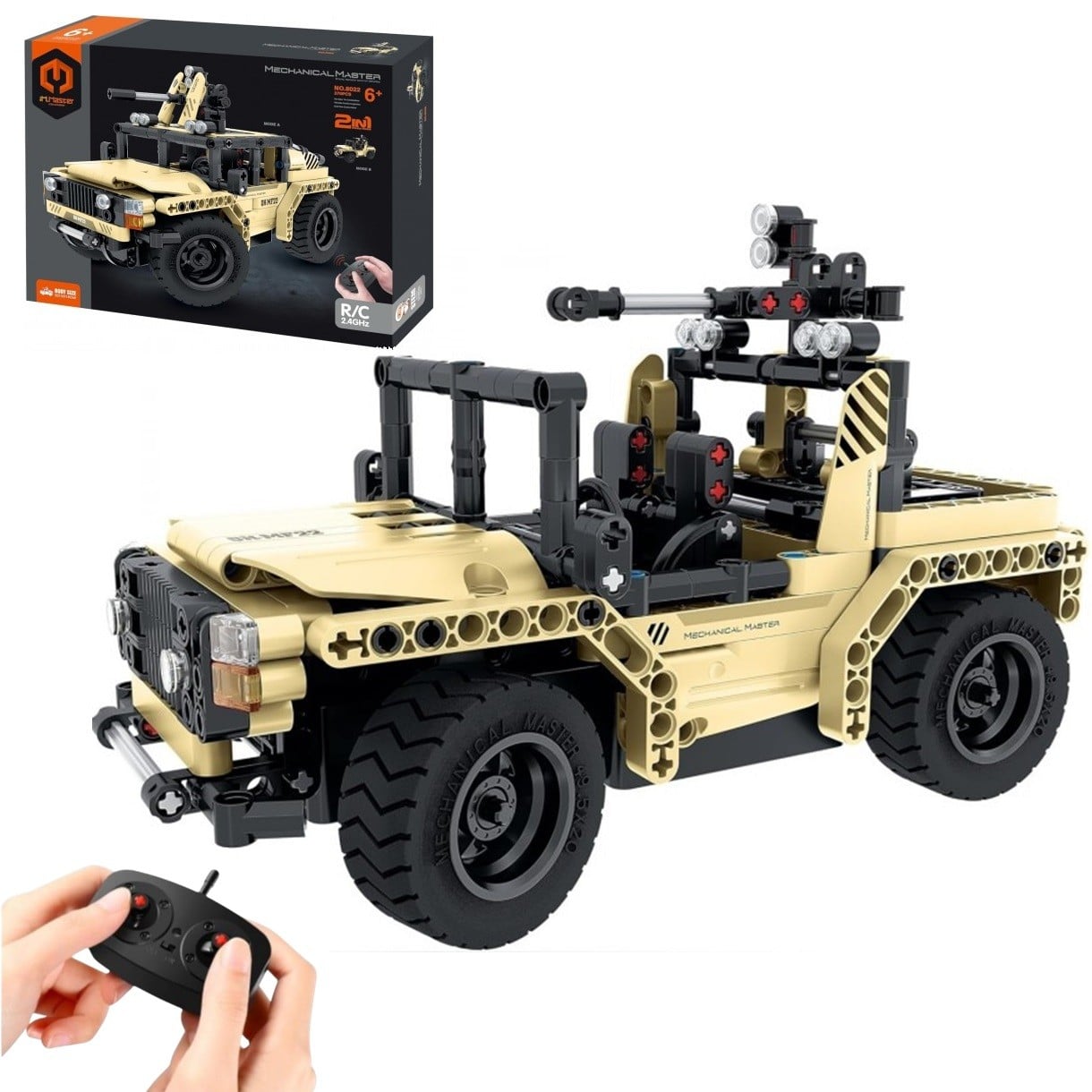 JEEP MILITAR JUGUETÓN AMARILLO BLOQUES CONSTRUCCIÓN TECHNIC CONTROL REMOTO - 7