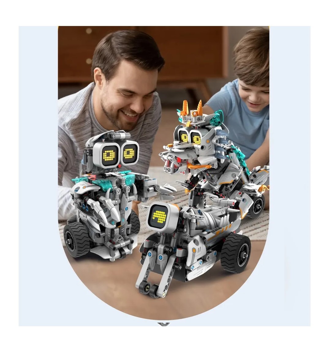BLOQUES CONSTRUCCIÓN JUGUETÓN 3 EN 1 DINOBOT REX MOTOBOT Y ROBOT CONTROL REMOTO PROGRAMABLE - 3