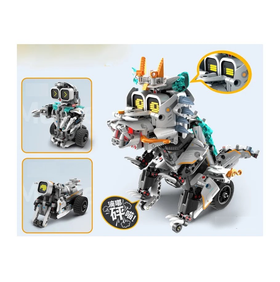 BLOQUES CONSTRUCCIÓN JUGUETÓN 3 EN 1 DINOBOT REX MOTOBOT Y ROBOT CONTROL REMOTO PROGRAMABLE - 6