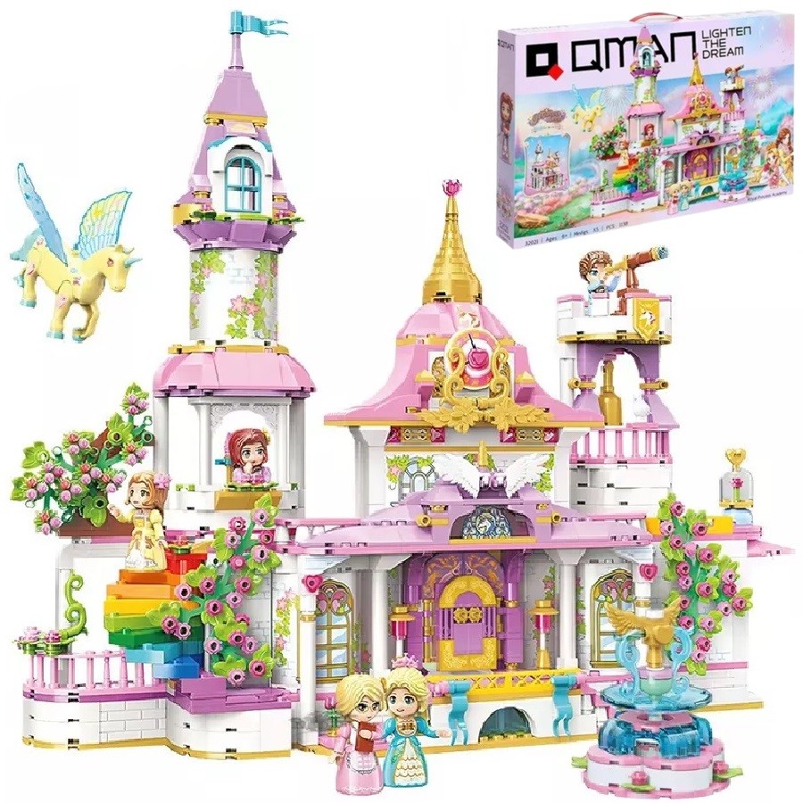 CASTILLO PRINCESA JUGUETÓN MULTICOLOR FLORES UNICORNIO BLOQUES CONSTRUCCIÓN - 1
