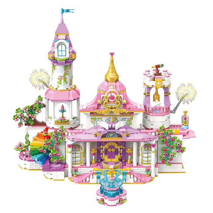 CASTILLO PRINCESA JUGUETÓN MULTICOLOR FLORES UNICORNIO BLOQUES CONSTRUCCIÓN - 2