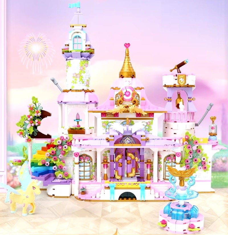 CASTILLO PRINCESA JUGUETÓN MULTICOLOR FLORES UNICORNIO BLOQUES CONSTRUCCIÓN - 5
