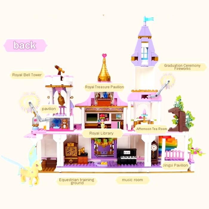 CASTILLO PRINCESA JUGUETÓN MULTICOLOR FLORES UNICORNIO BLOQUES CONSTRUCCIÓN - 6