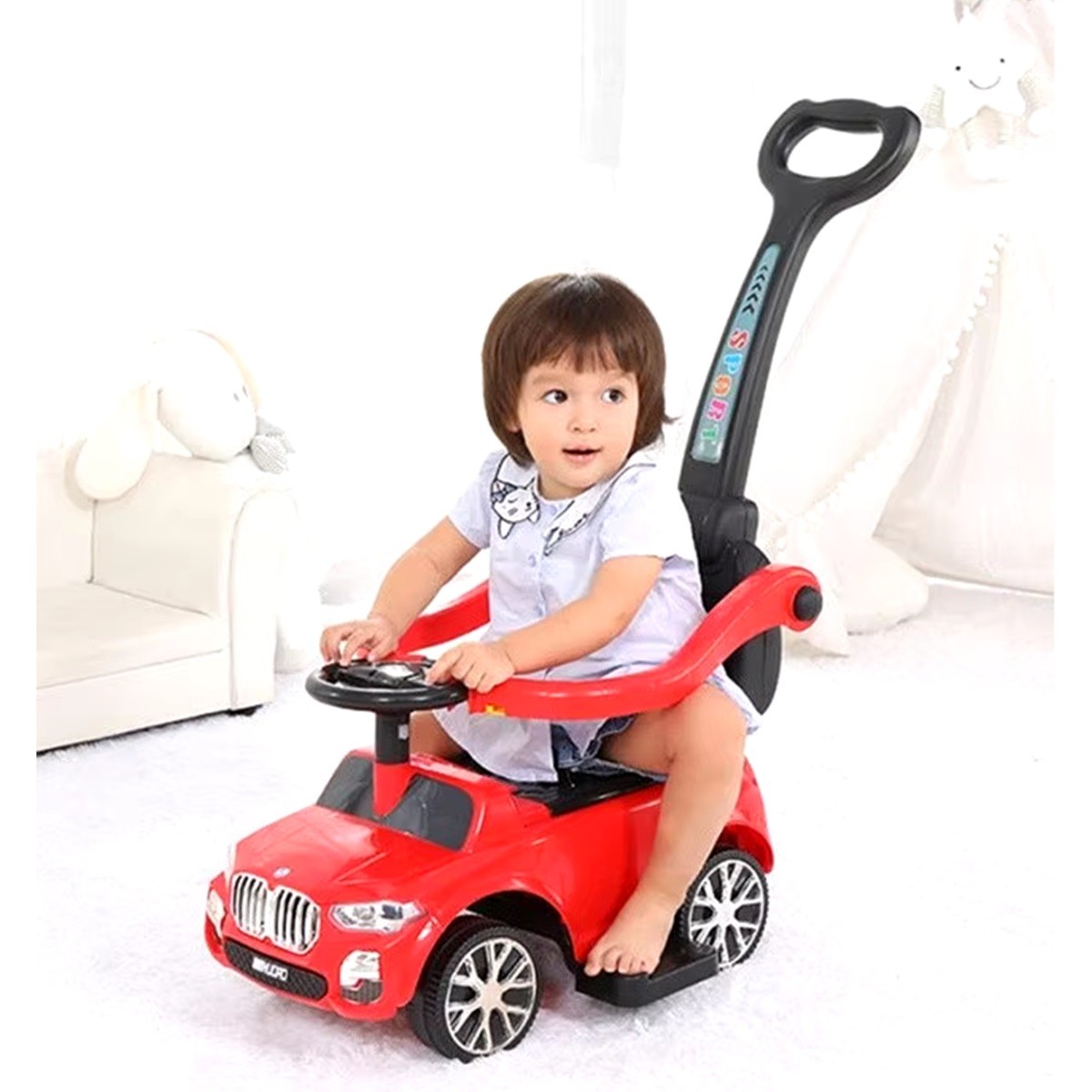 CORREPASILLOS JUGUETÓN BMW CLÁSICO EMPUJE MANUAL LUCES Y SONIDOS ROJO - 7