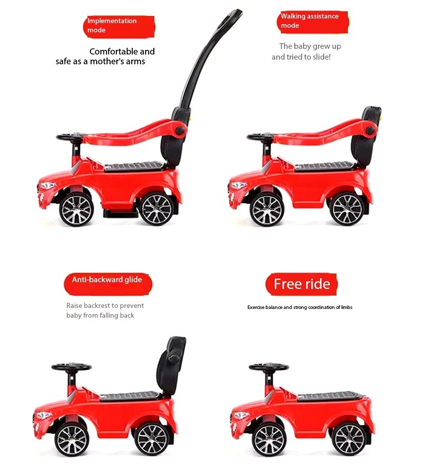 CORREPASILLOS JUGUETÓN BMW CLÁSICO EMPUJE MANUAL LUCES Y SONIDOS ROJO - 8