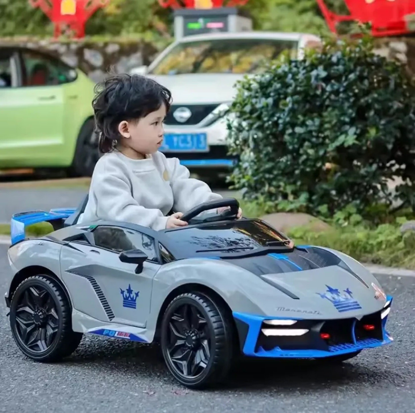 AUTO BATERIA JUGUETÓN MASERATI DEPORTIVO GRIS INFANTIL CONTROL REMOTO - 3