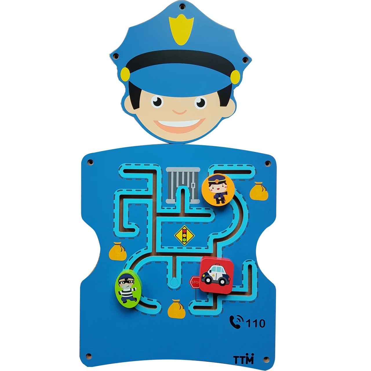 JUEGO PARED MADERA DISEÑO POLICÍA - 1