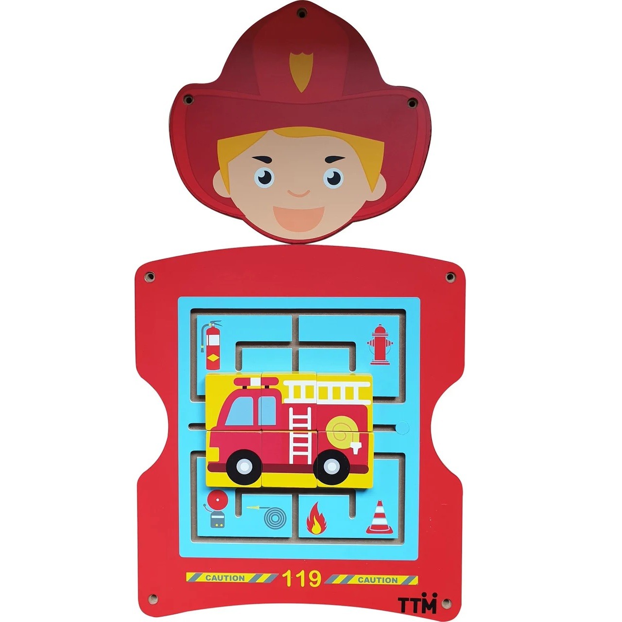JUEGO PARED MADERA DISEÑO BOMBERO - 1