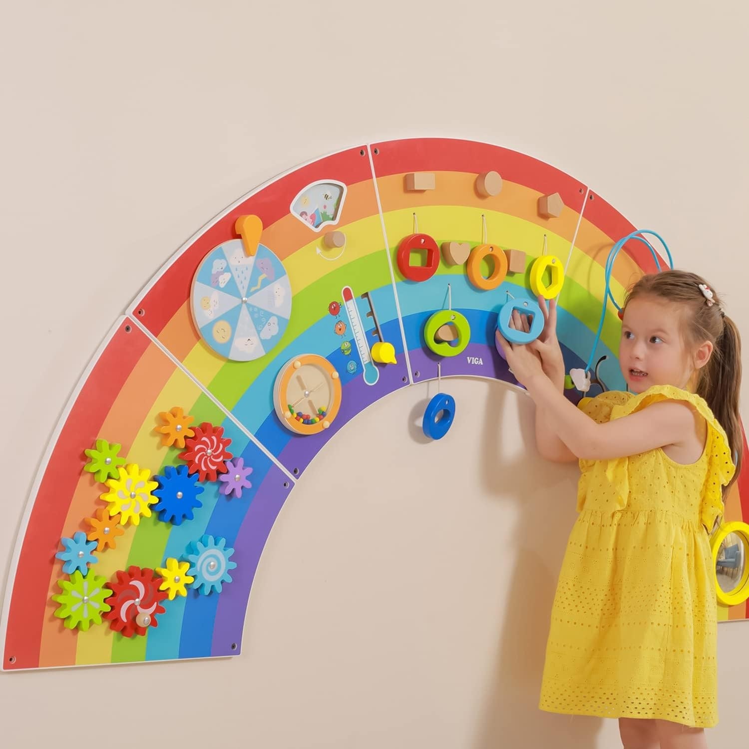 JUEGO PARED MADERA DISEÑO ARCOIRIS - 4
