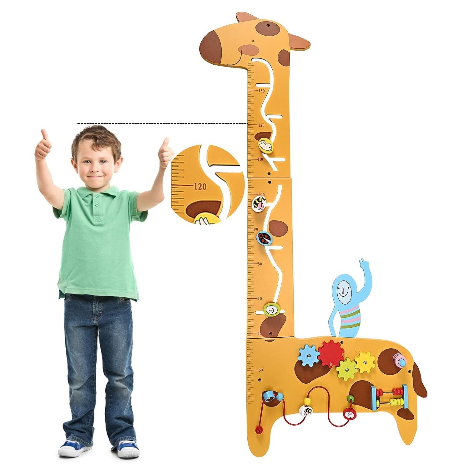 JUEGO PARED MADERA DISEÑO JIRAFA REGLA ALTURA - 2