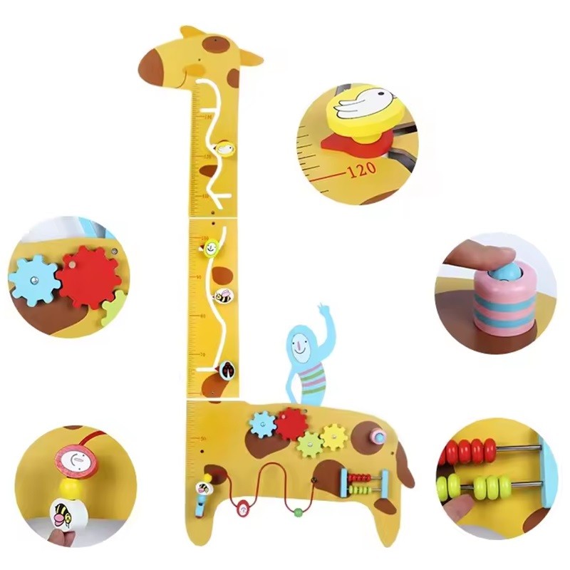 JUEGO PARED MADERA DISEÑO JIRAFA REGLA ALTURA - 3