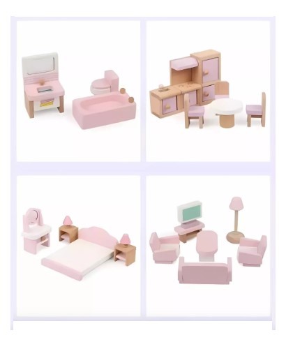 SET 22 MUEBLES CASA DE MU ECAS ROSA set-22-muebles-casa-de-mu-ecas-rosa