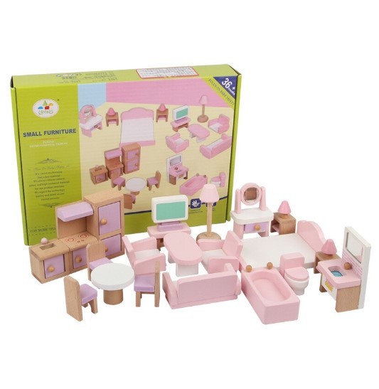 SET 22 MUEBLES CASA DE MUÑECAS ROSA - 4