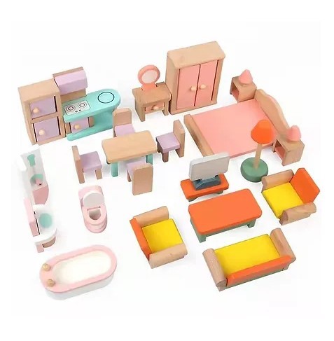 SET 24 MUEBLES CASA DE MUÑECA - 1