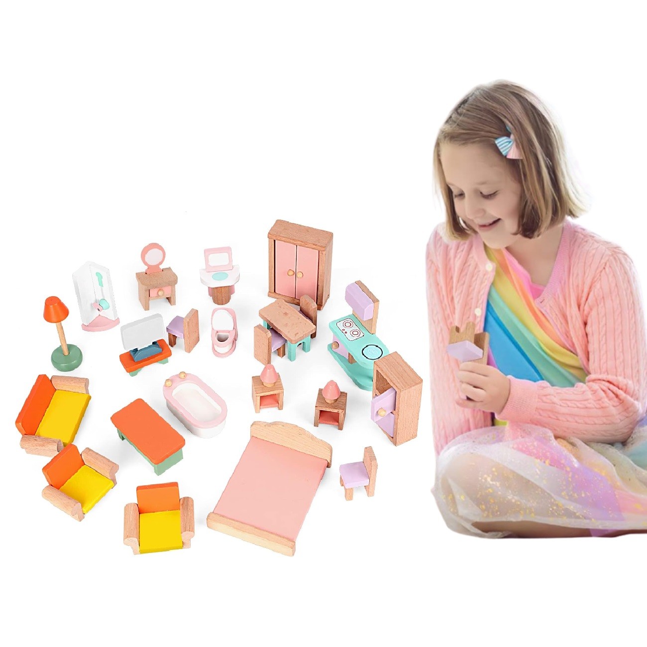 SET 24 MUEBLES CASA DE MUÑECA - 2
