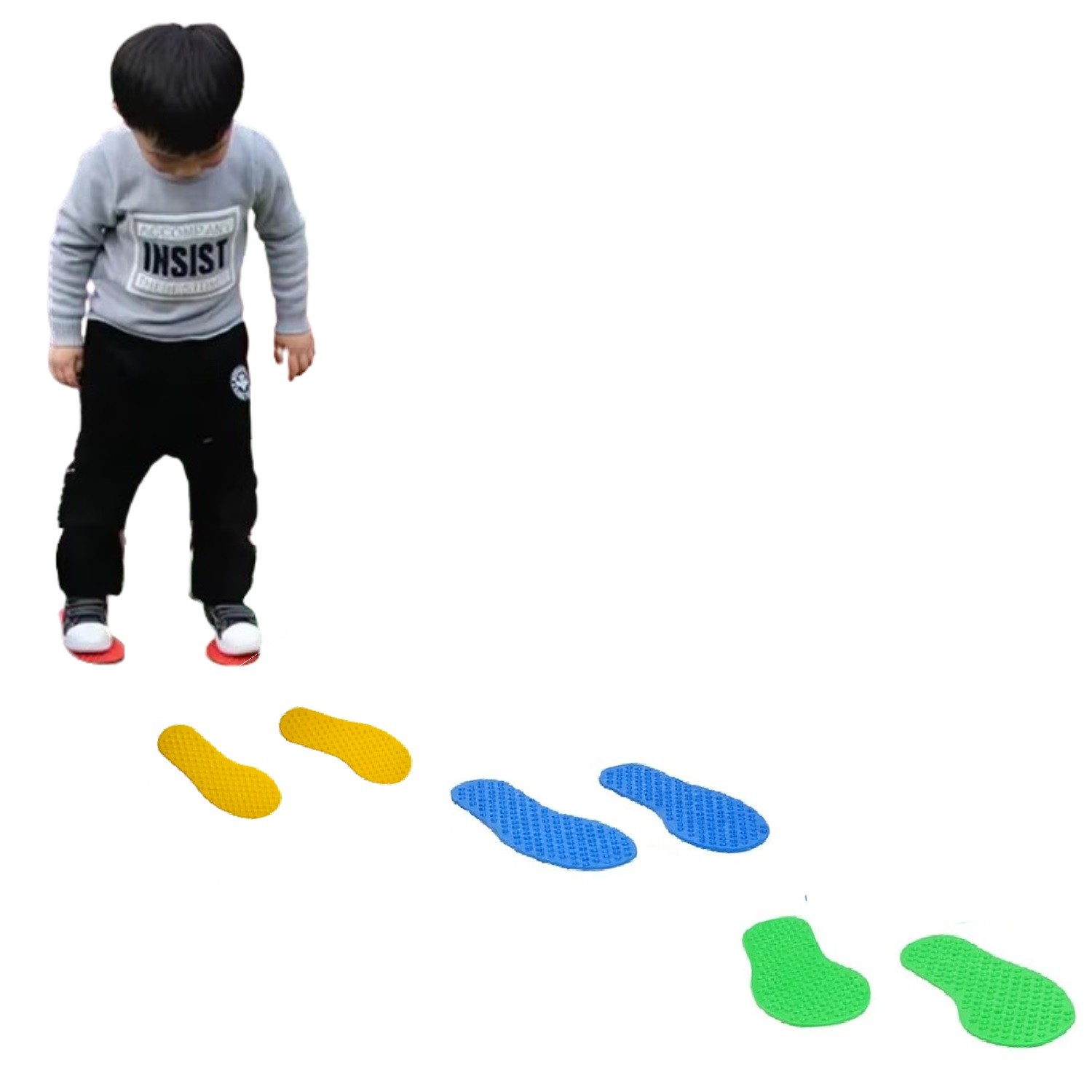 SET 4 PARES DE PIES MARCADORES ANTIDESLIZANTES PISO COLORES - 1
