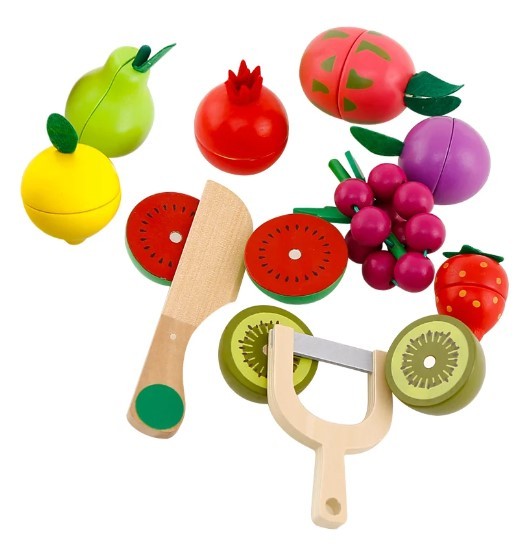 CANASTA FRUTAS MADERA MAGNÉTICAS CORTAR 12 PIEZAS - 2