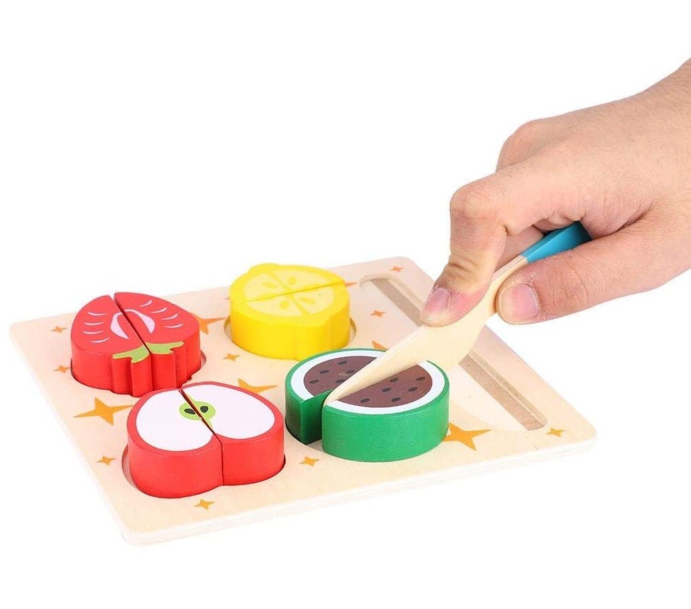 JUEGO MADERA TABLA ENCAJE CORTAR FRUTAS - 2
