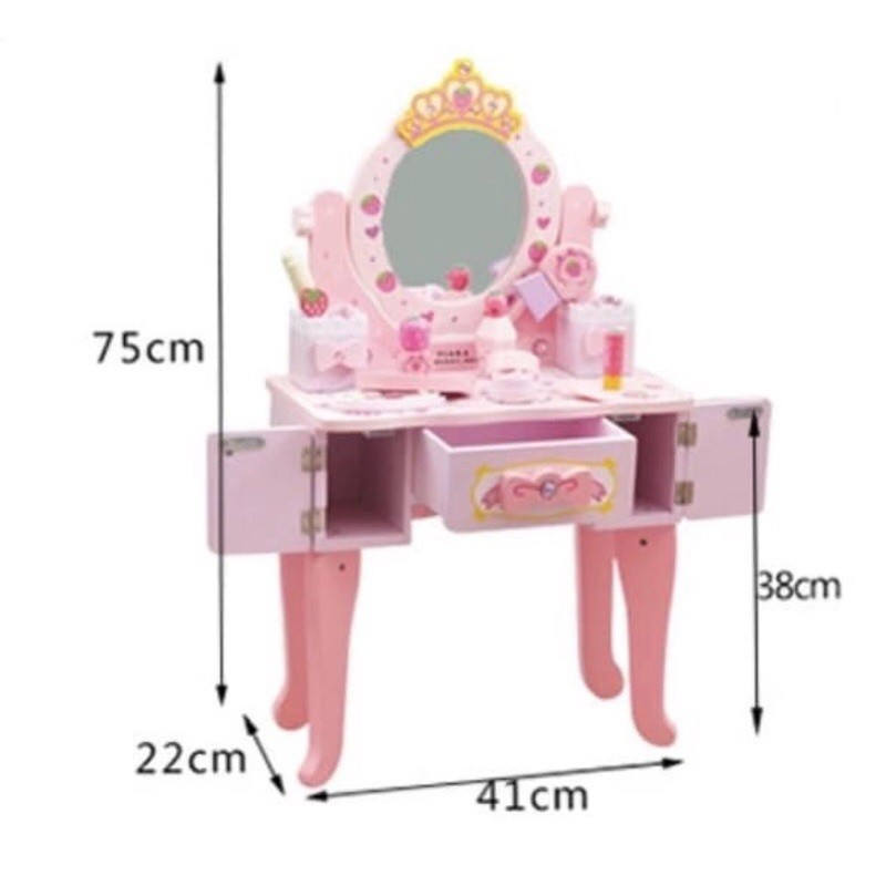 TOCADOR MADERA PRINCESA FRUTILLA INFANTIL CON SILLA Y SET DE BELLEZA - 5