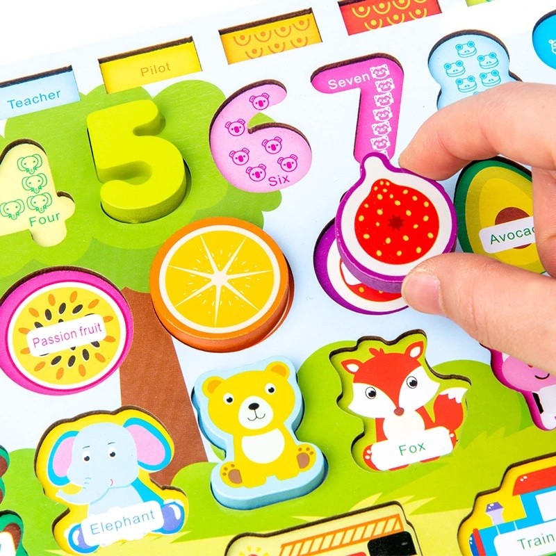 JUEGO DIDÁCTICO MATEMÁTICO MADERA PUZZLE PESCA ZK-169 - 2