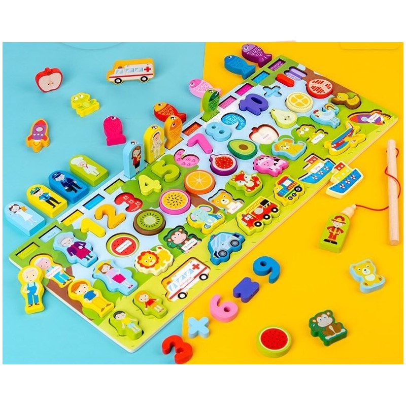JUEGO DIDÁCTICO MATEMÁTICO MADERA PUZZLE PESCA ZK-169 - 3