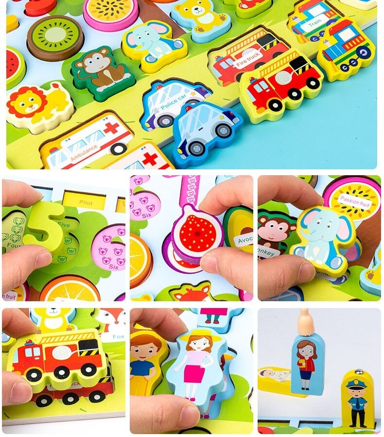 JUEGO DIDÁCTICO MATEMÁTICO MADERA PUZZLE PESCA ZK-169 - 4