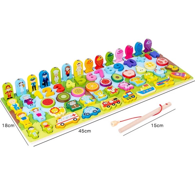 JUEGO DIDÁCTICO MATEMÁTICO MADERA PUZZLE PESCA ZK-169 - 5