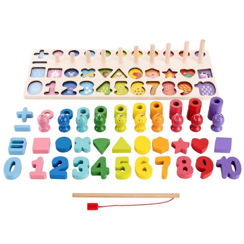 JUEGO DIDÁCTICO MATEMÁTICO MADERA PUZZLE PESCA ZK-133 - 1