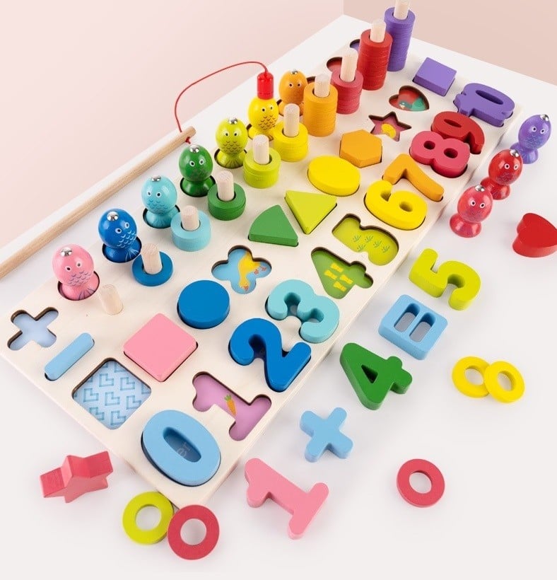 JUEGO DIDÁCTICO MATEMÁTICO MADERA PUZZLE PESCA ZK-133 - 2