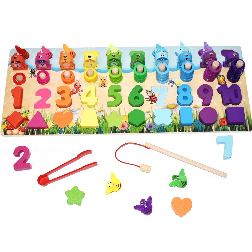 JUEGO DIDÁCTICO MATEMÁTICO MADERA PUZZLE PESCA ZK-90 - 1