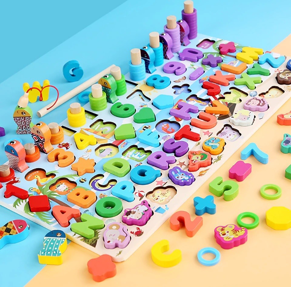 JUEGO DIDÁCTICO MATEMÁTICO MADERA PUZZLE PESCA ZK-161 - 1