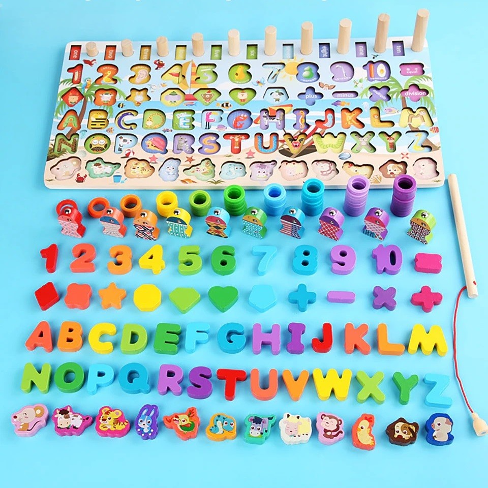 JUEGO DIDÁCTICO MATEMÁTICO MADERA PUZZLE PESCA ZK-161 - 2