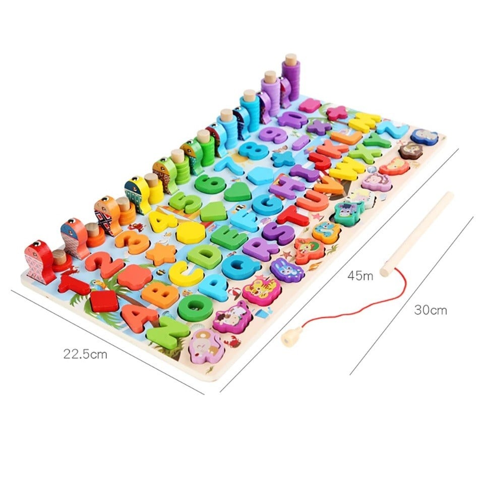 JUEGO DIDÁCTICO MATEMÁTICO MADERA PUZZLE PESCA ZK-161 - 3