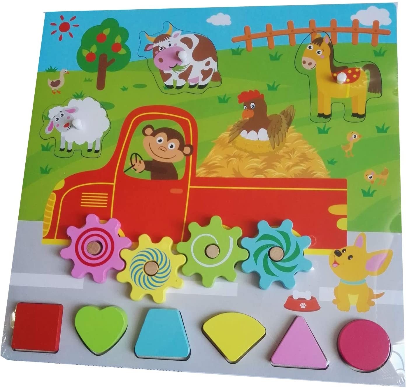 JUEGO DIDÁCTICO MADERA TABLA ENCAJE GRANJA Y FORMAS - 1