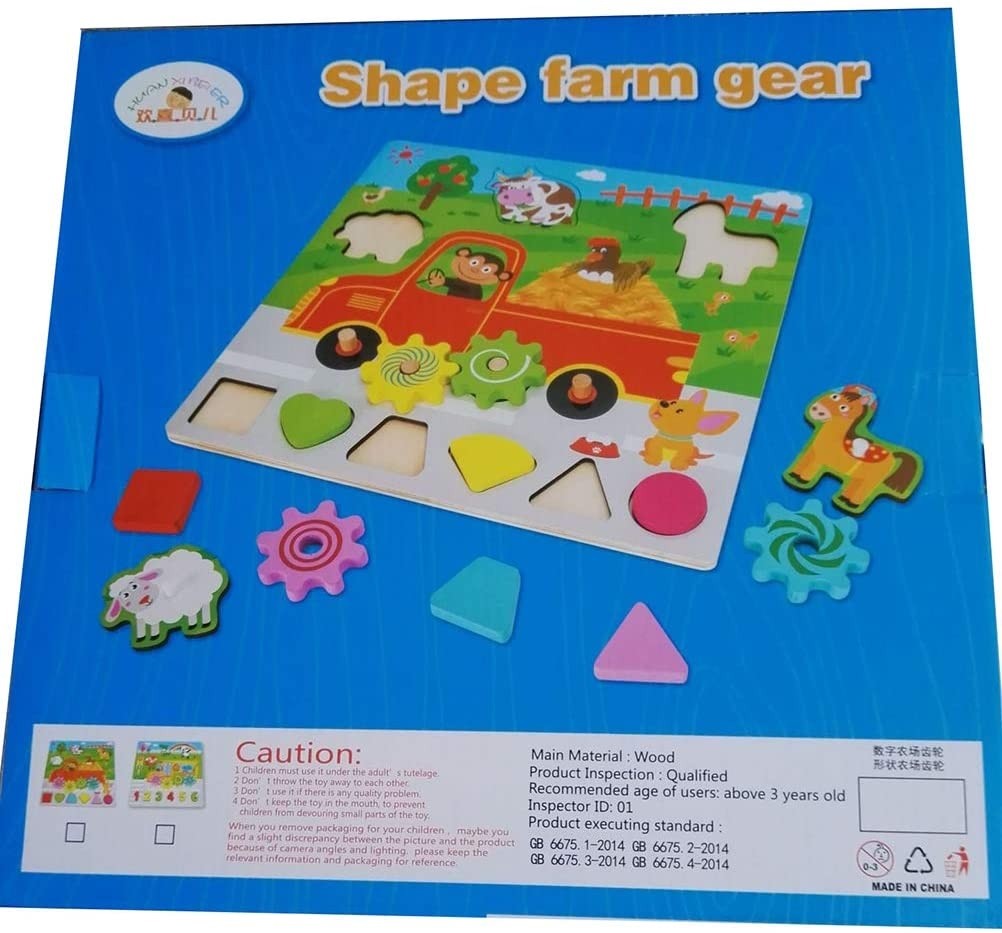 JUEGO DIDÁCTICO MADERA TABLA ENCAJE GRANJA Y FORMAS - 2