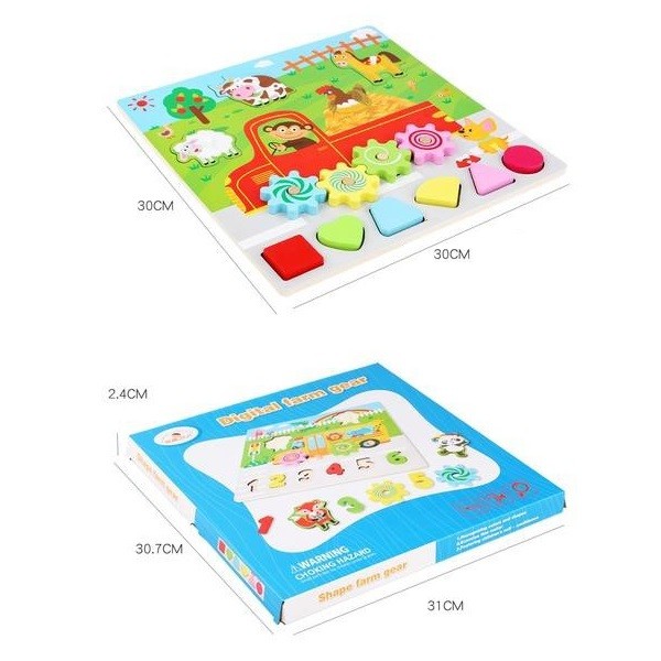 JUEGO DIDÁCTICO MADERA TABLA ENCAJE GRANJA Y FORMAS - 4