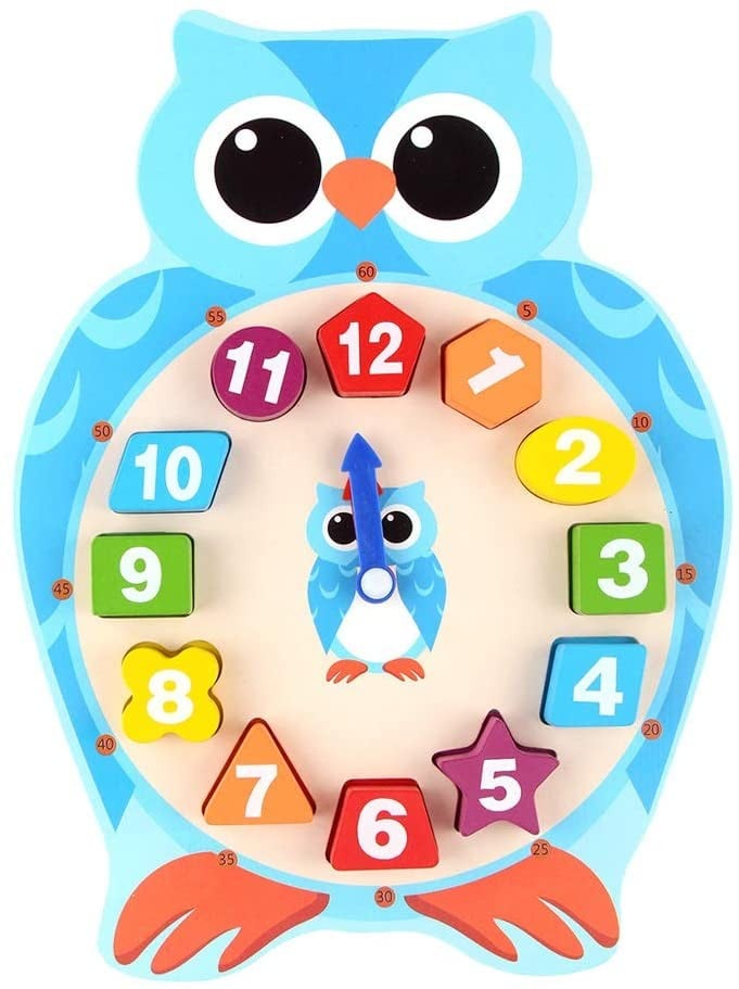 JUEGO MADERA RELOJ ENCAJE BUHO O RANA XK-43 - 1