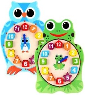 JUEGO MADERA RELOJ ENCAJE BUHO O RANA XK-43 - 2