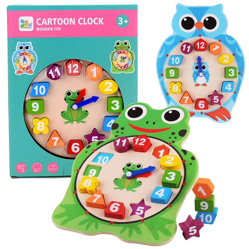 JUEGO MADERA RELOJ ENCAJE BUHO O RANA XK-43 - 4